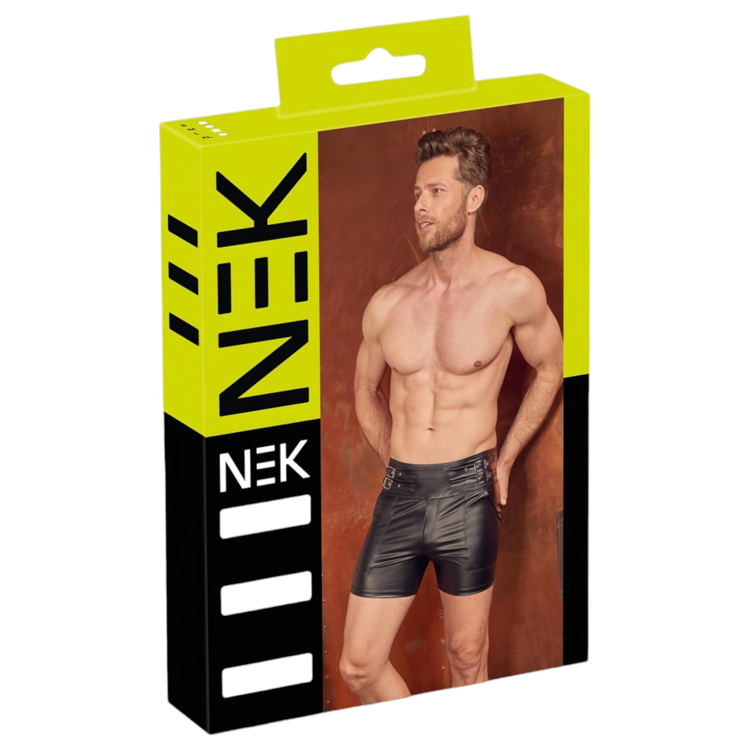NEK - pánske predĺžené šortky - kovová pracka - čierne - L