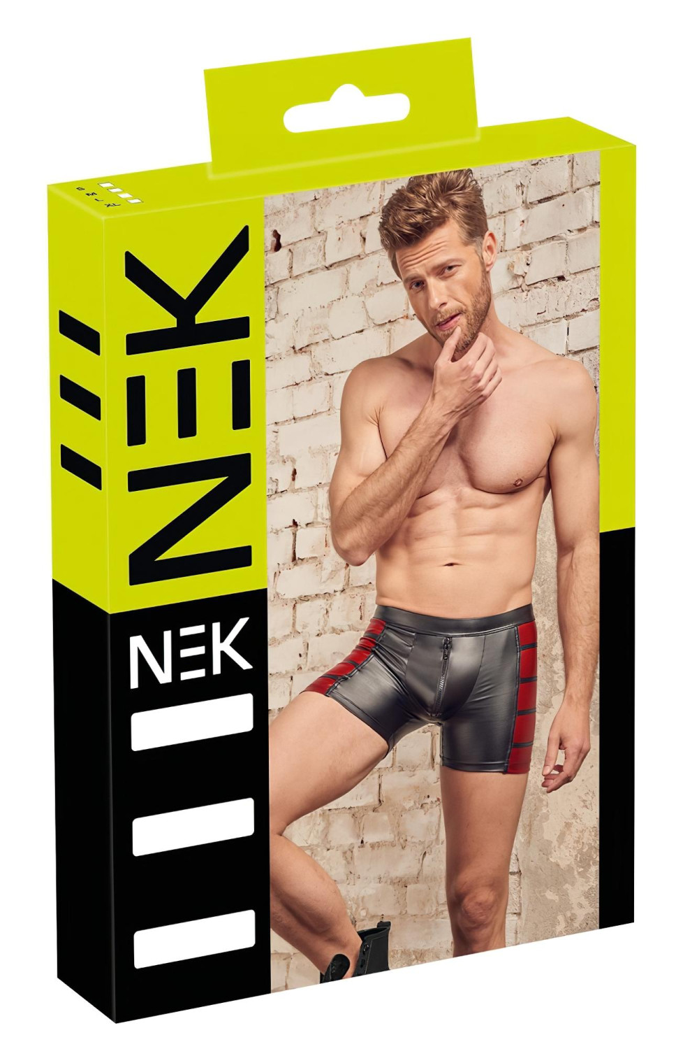 NEK - pánske boxerky na zips - čierne s červenými bočnými vložkami - L