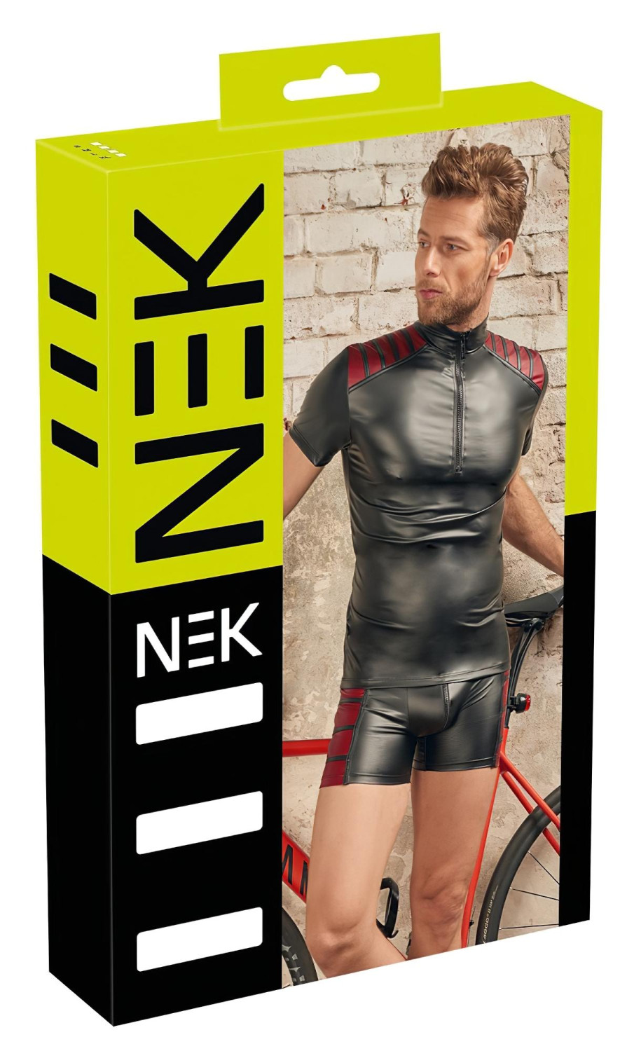 NEK - pánska bunda na zips - červené vložky - čierna - XL