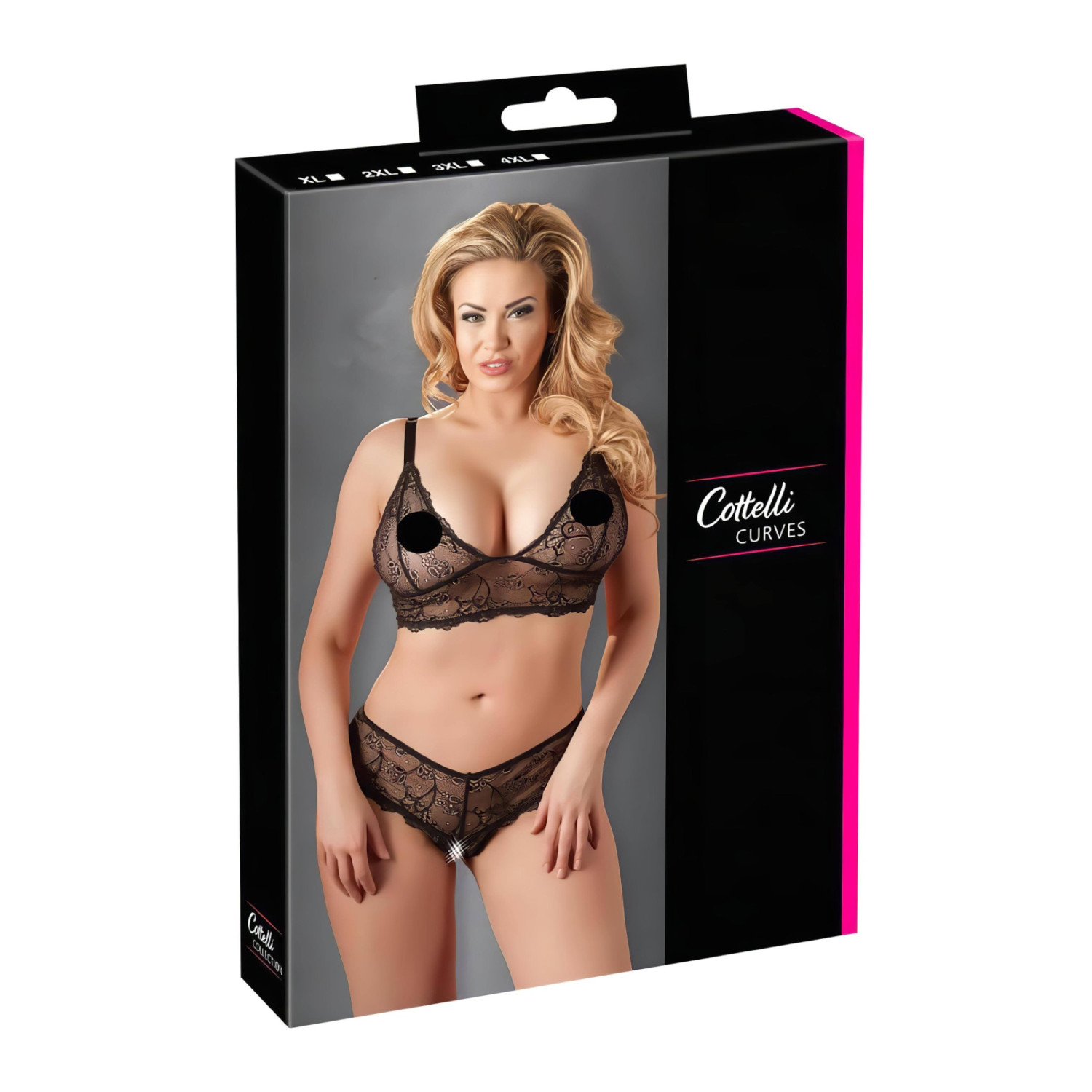 Cottelli - plus size čipková súprava spodnej bielizne - čierna - XXXL