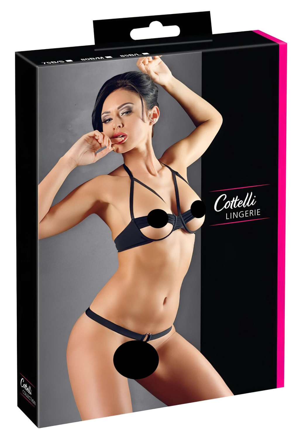 Cottelli - Kovové kruhové podprsenky set (čierny)