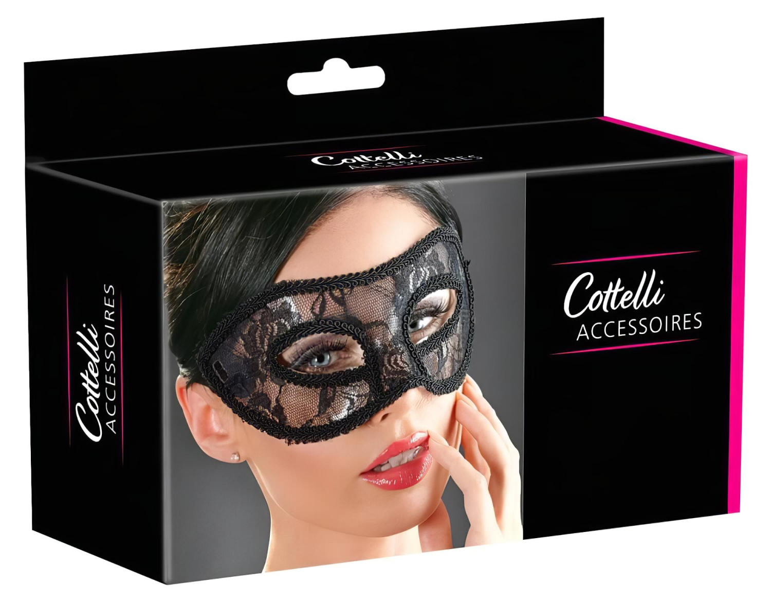 Cottelli - erotická čipkovaná maska na oči - čierna