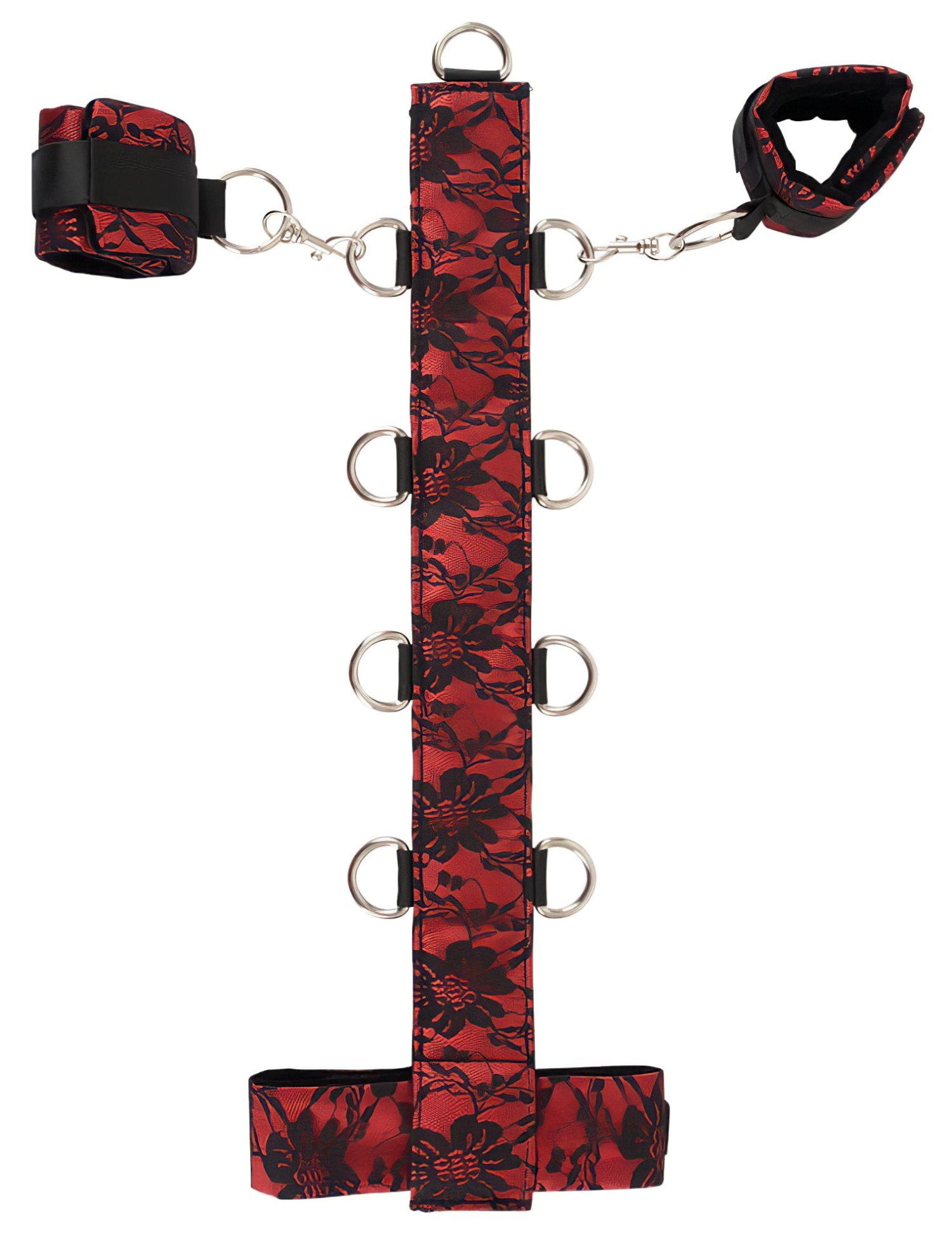 Bad Kitty - bondage sada ázijské putá na krk - červeno-čierna