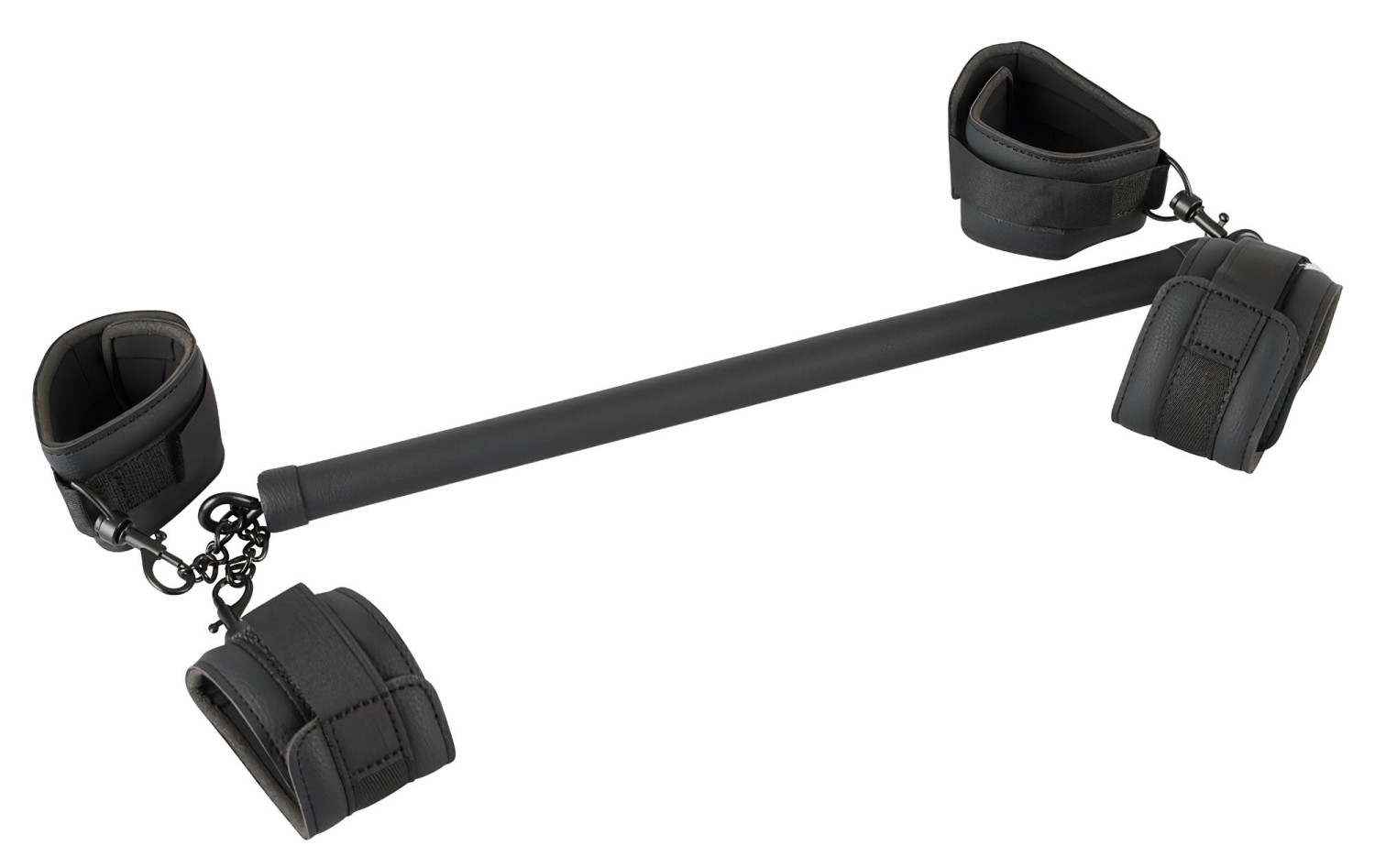 Fetish - bondage sada s tyčou - umelá koža - čierna - 6 dielov