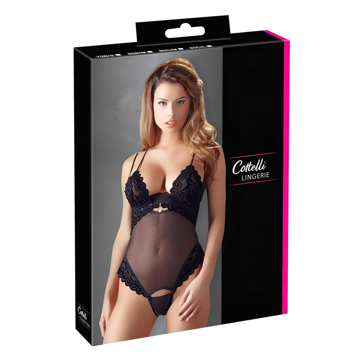 Cottelli - dámske body - nastaviteľné ramienka - čierne - 80C/M