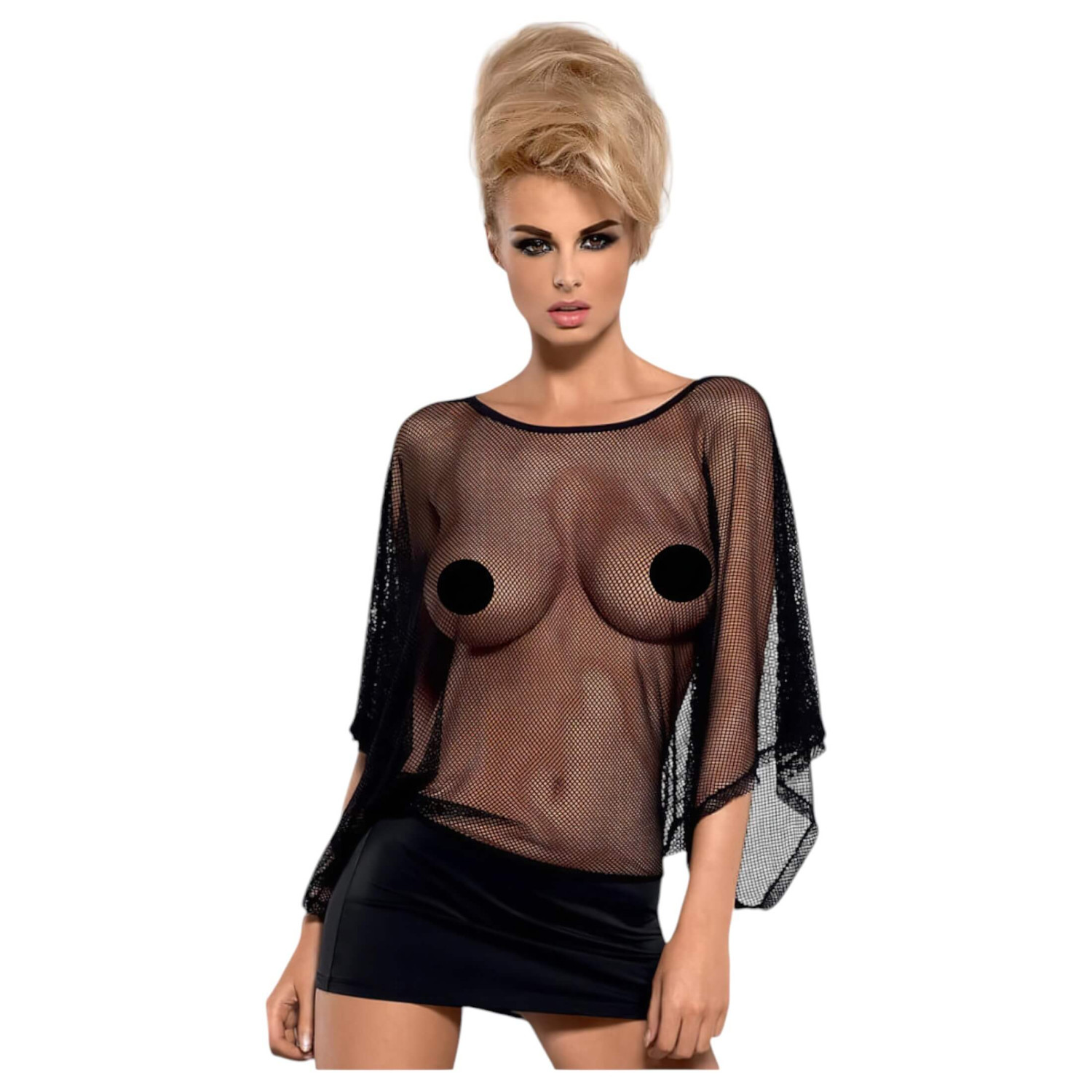 Obsessive - priesvitné mini šaty a tangá - čierna - L/XL