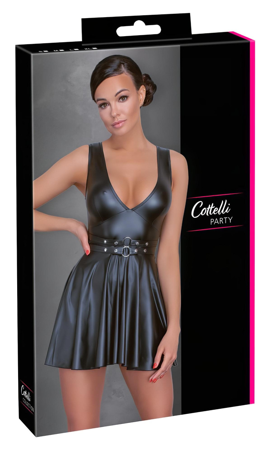 Cottelli - erotické šaty s opaskom - čierne - XL
