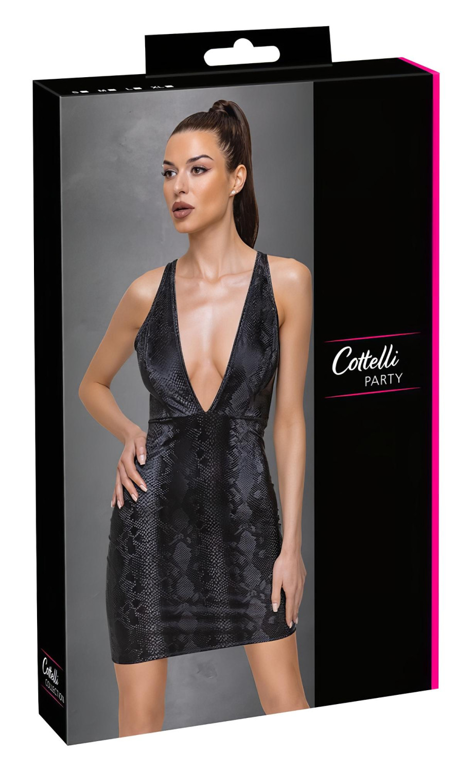Cottelli Party - šaty s hadím vzorom (čierne) - M