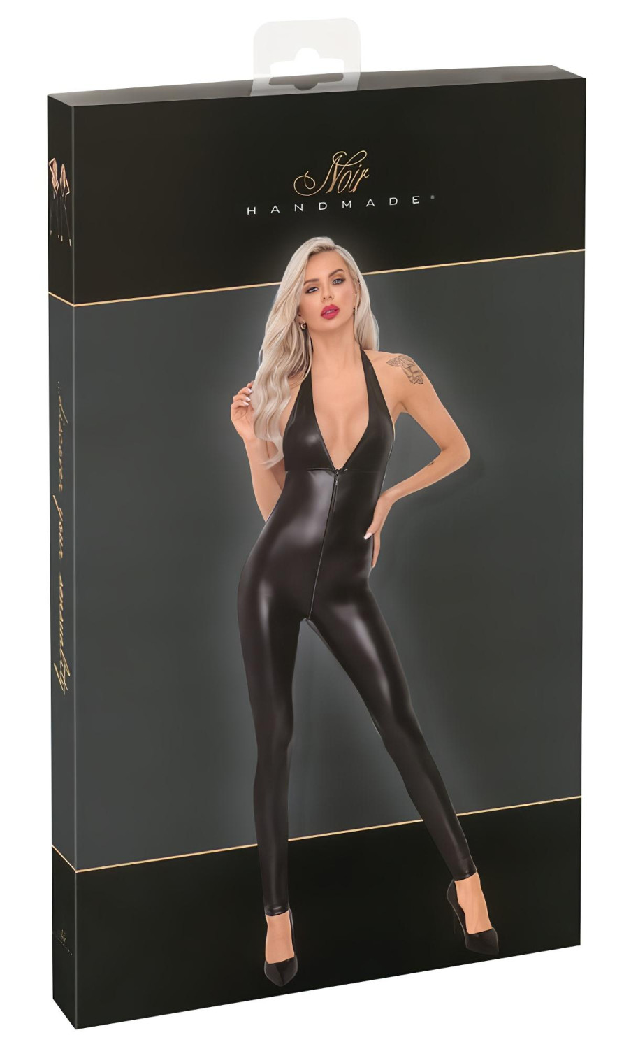 Noir - overal s viazaním okolo krku (čierny) - XL