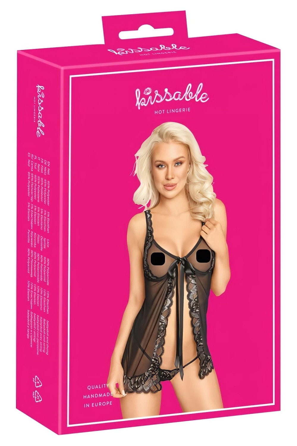 Kissable - otvorená babydoll (čierna)