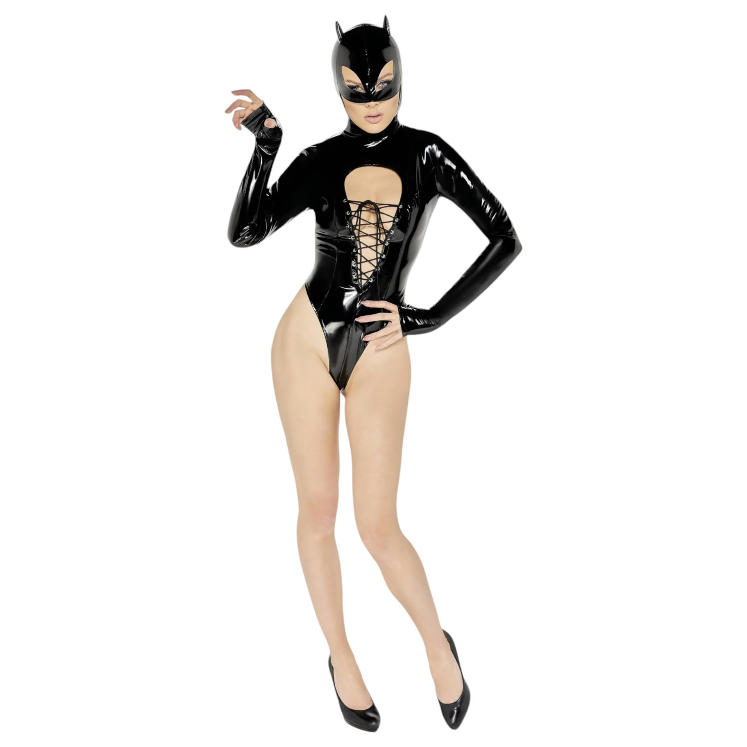 Black Velvets - dámske body s dlhým rukávom - čierne - L