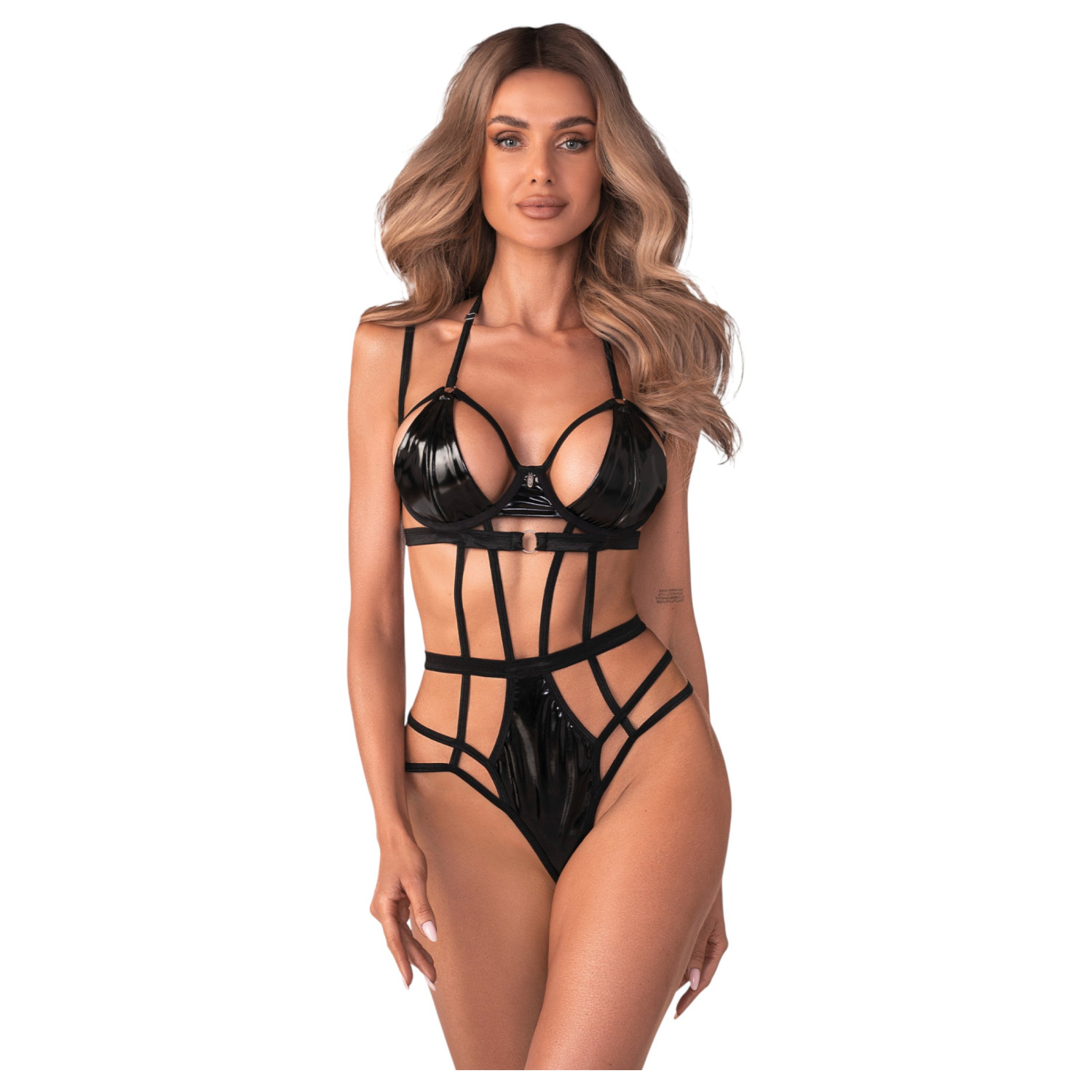 Obsessive - sexy body s pásikmi - čierne