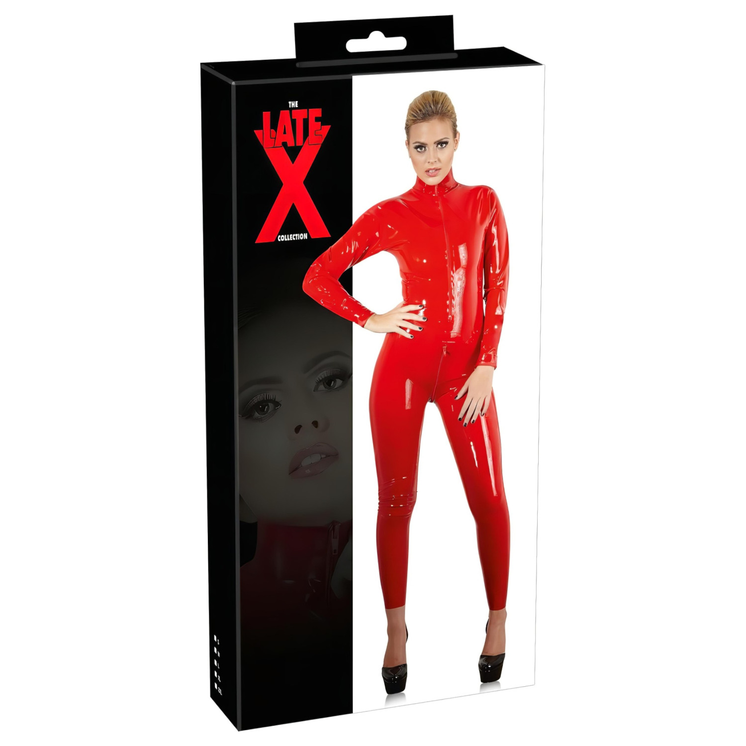 LATEX - dámsky overal s dlhým rukávom - červený - M