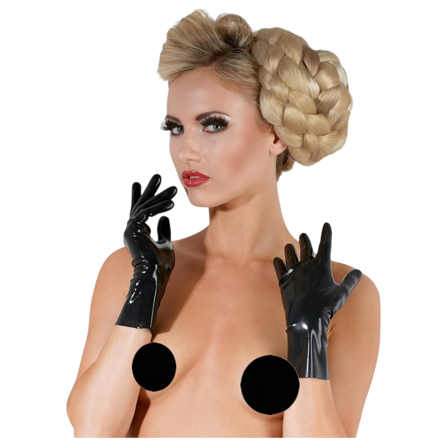 LATEX - krátke unisex rukavice - čierne - M
