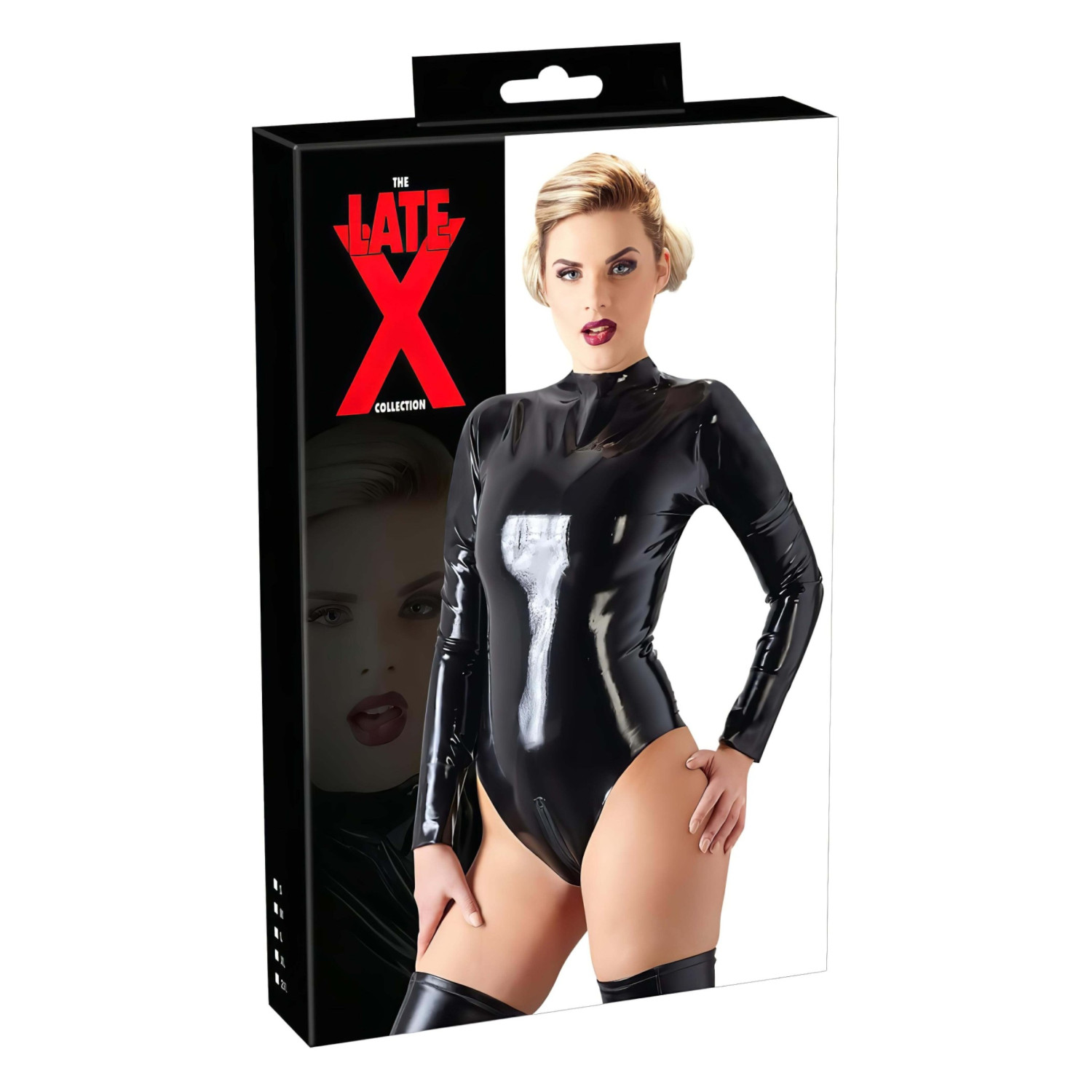 LATEX - dámsky body s dlhým rukávom (čierny)
