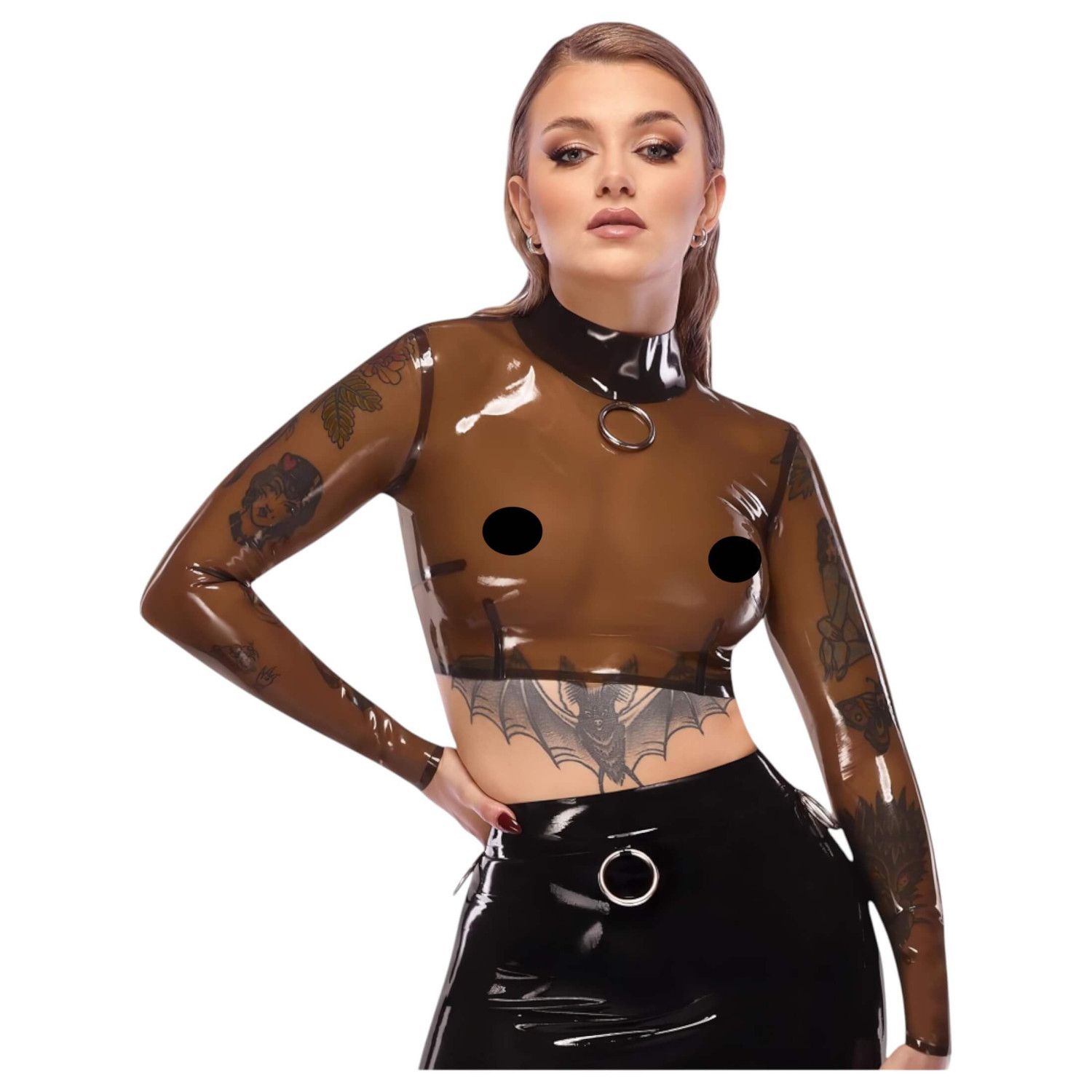 LATEX - latexový top - priehľadný - čierny - M