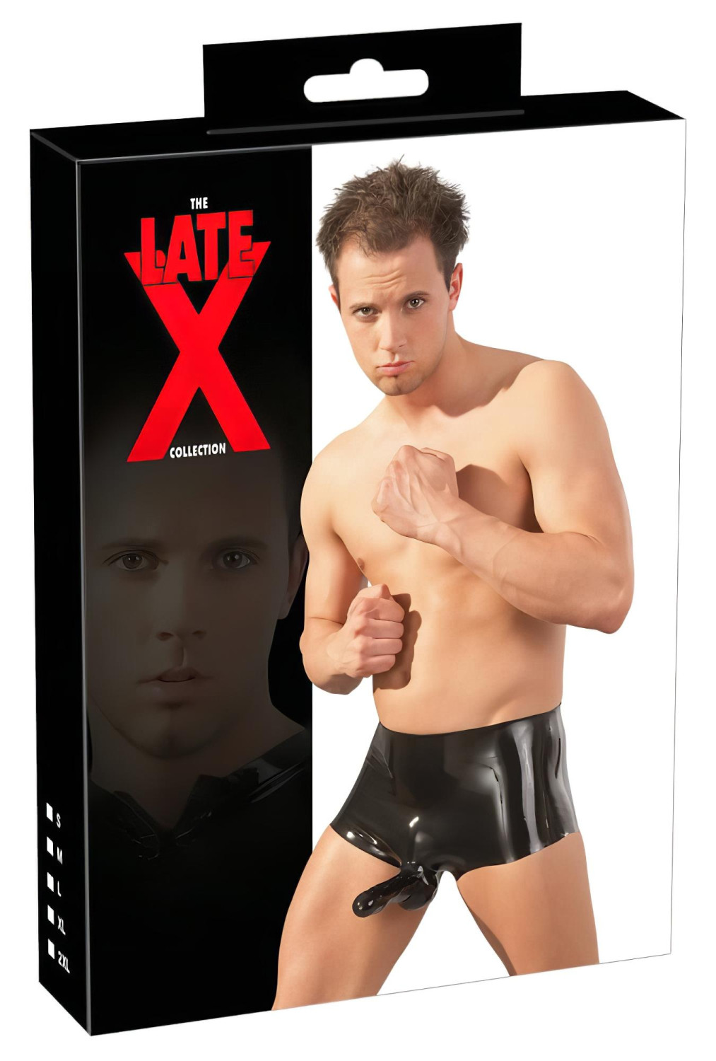 LATEX - boxer s návlekom na penis (čierny) - L/XL
