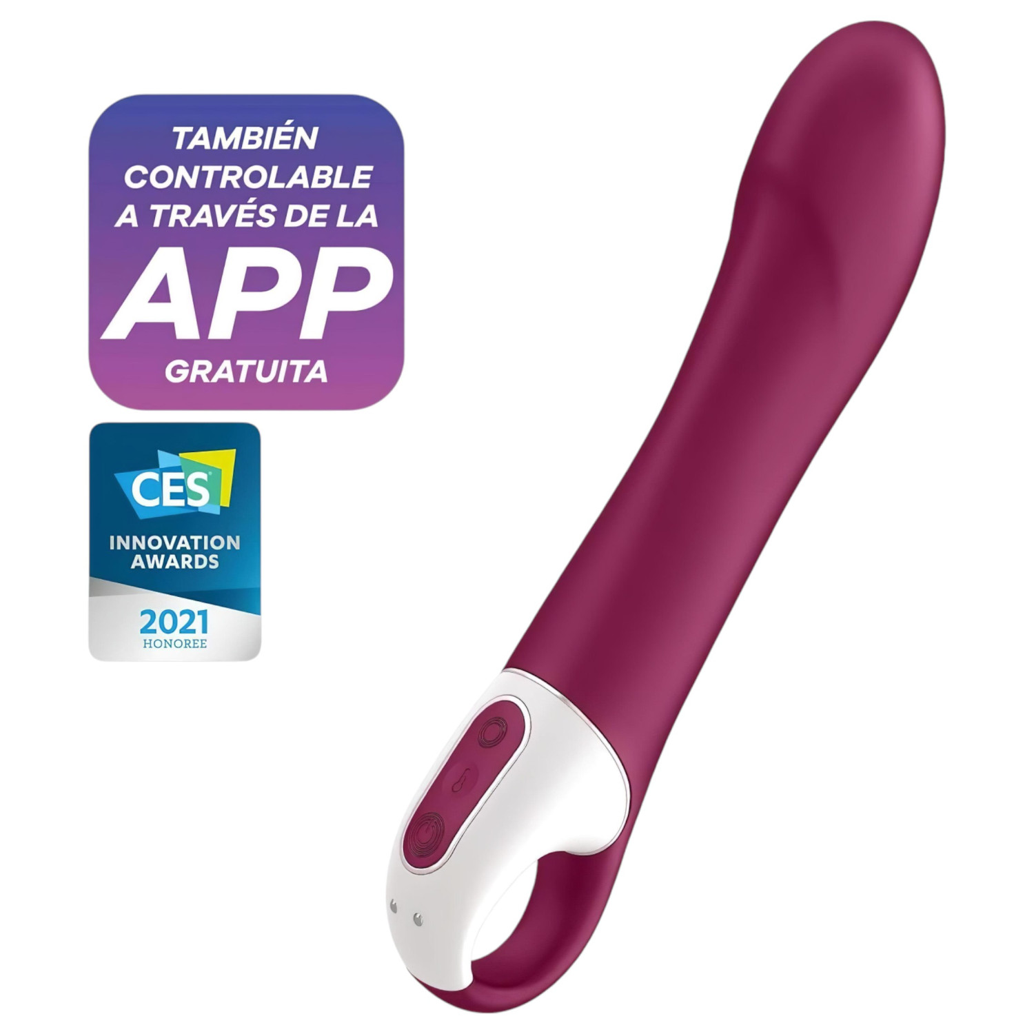 Satisfyer - vibrátor na bod G s ohrievaním a akumulátorom - červený