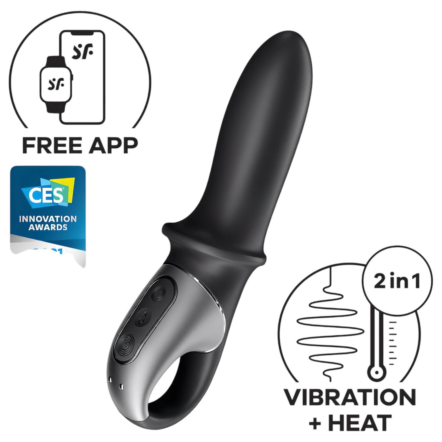 Satisfyer Hot Passion - análny vibrátor s ohrevom - čierny