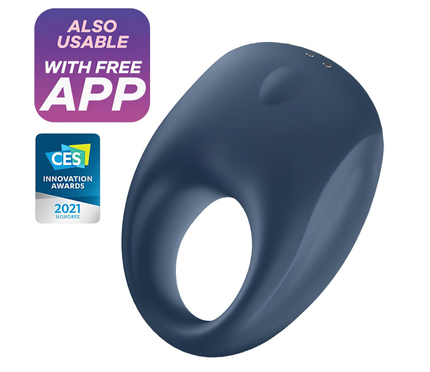 Satisfyer Strong One - vibračný krúžok na penis - smart funkcie - modrý
