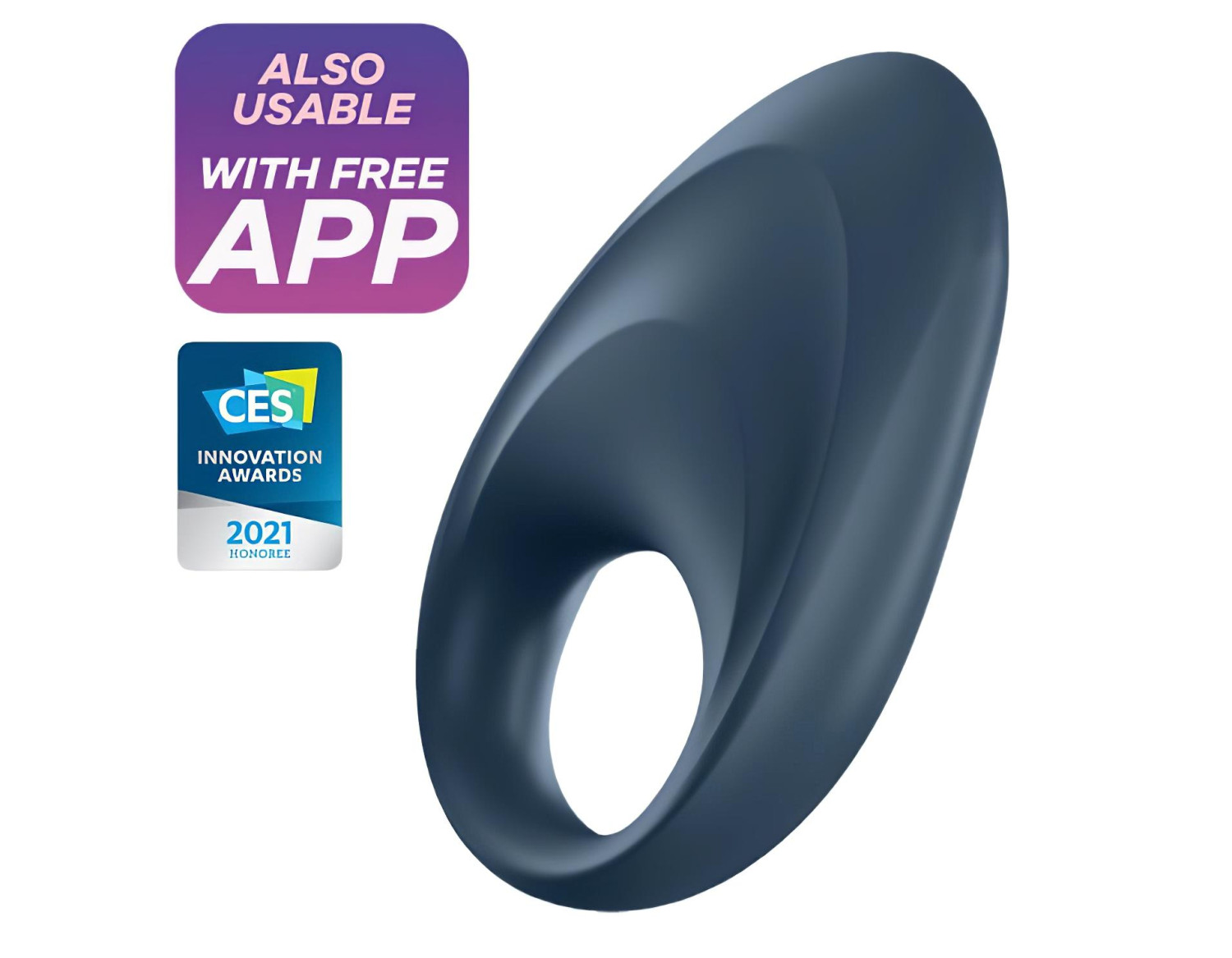 Satisfyer Mighty One - vibračný erekčný krúžok - smart funkcia - modrý