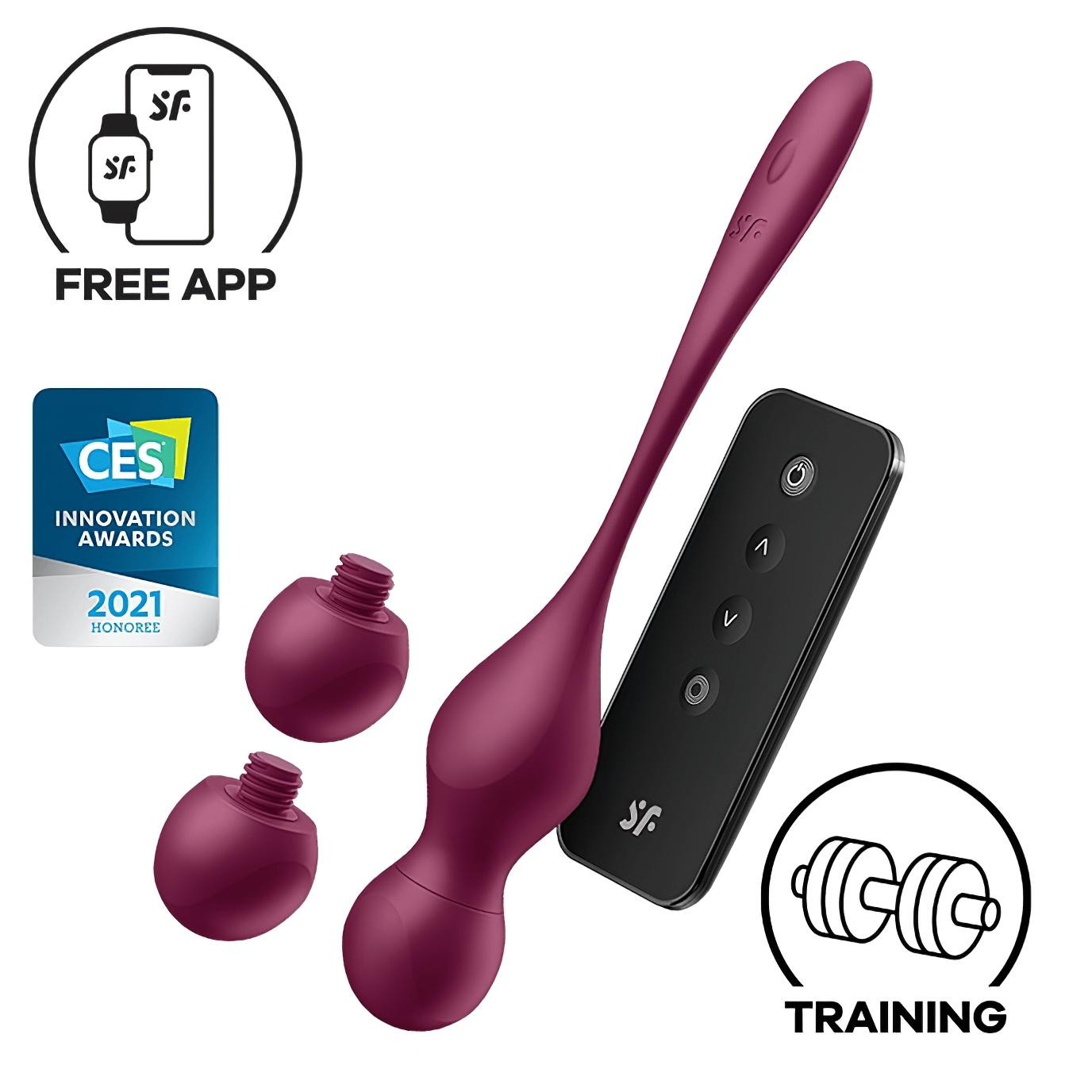 Satisfyer Love Birds Vary - inteligentná venušina guľa - nastaviteľná - červená