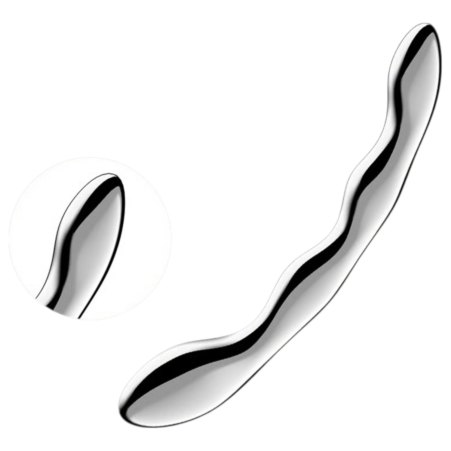 Satisfyer Cosmic Crest 2 - vlnitý oceľový dildo - strieborný
