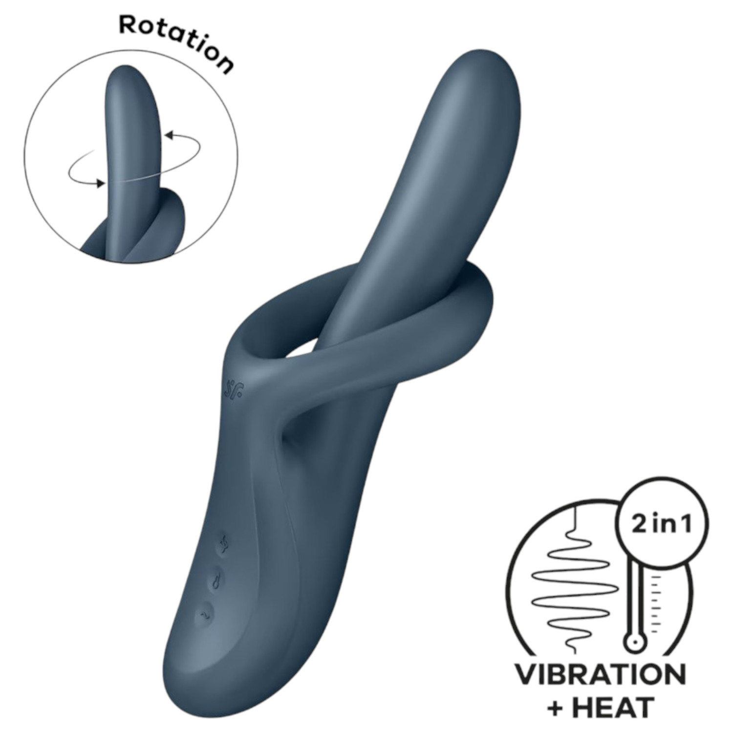 Satisfyer Heat Flex 4 - vibrátor s ohrievaním a ramenom na klitoris - sivý
