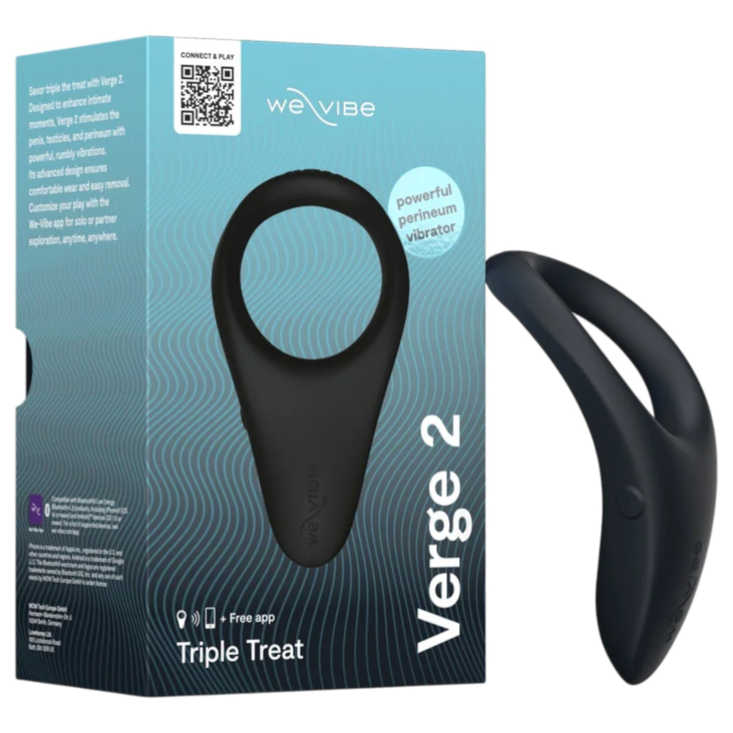 We-Vibe Verge 2 - vibračný erekčný krúžok - smart funkcia - čierny