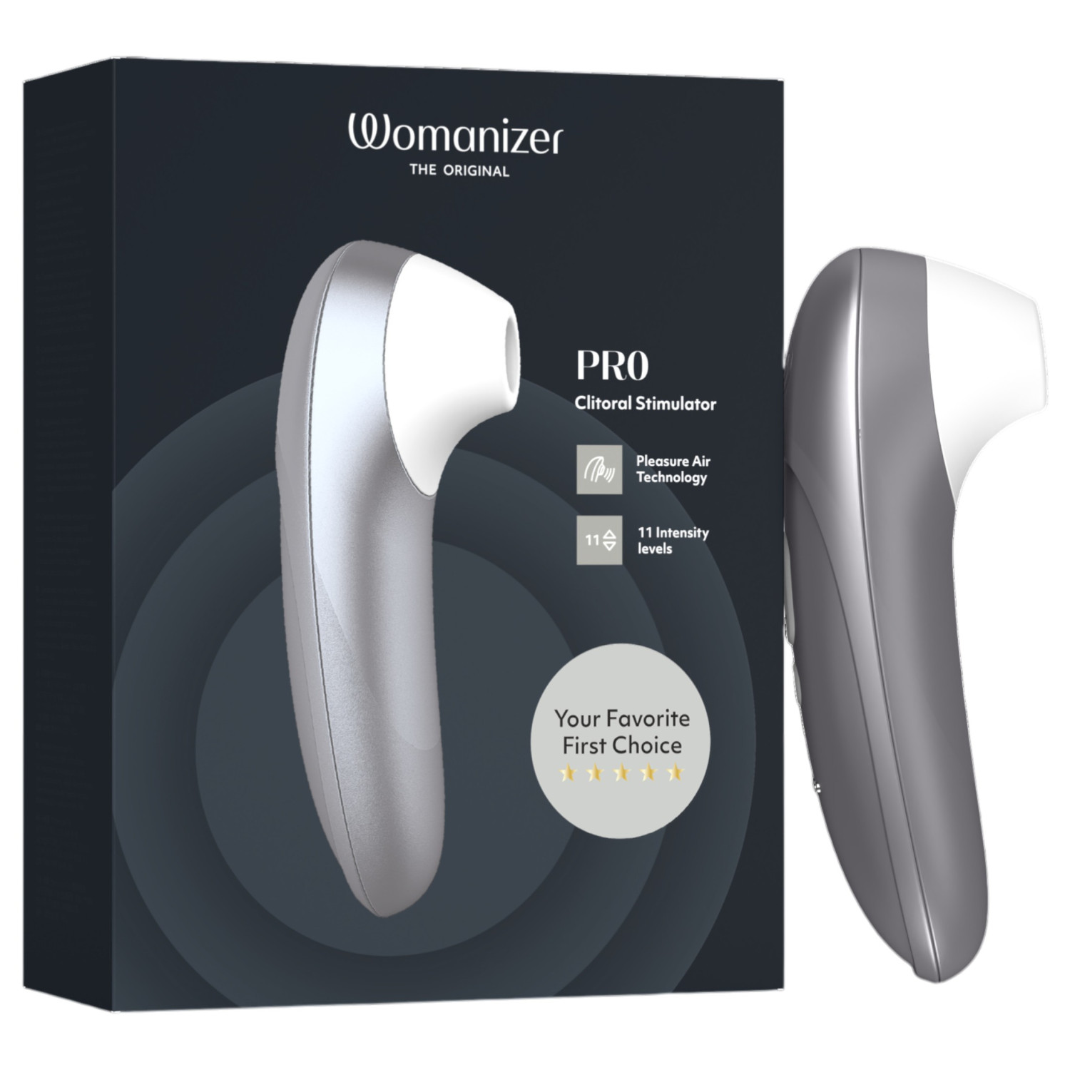 Womanizer Pro - stimulátor klitorisu s tlakovými vlnami (sivý)