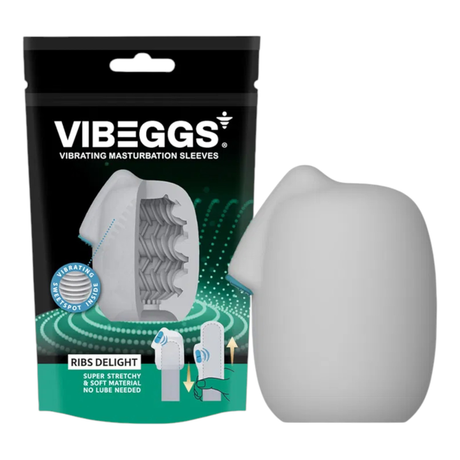VIBEGGS - vibračné vajíčko masturbátor - rebrované - biele