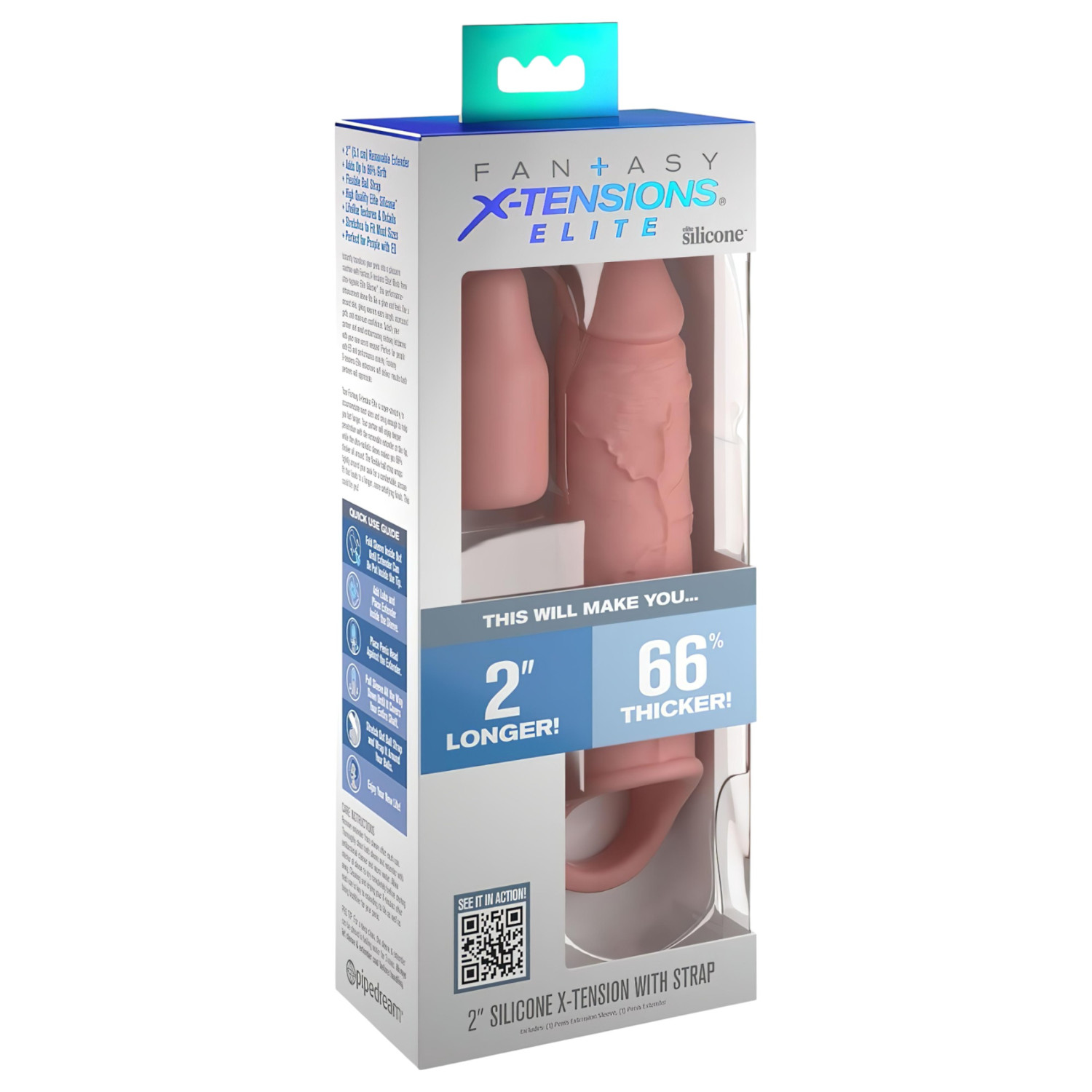 X-TENSION Elite 2 - návlek na penis s krúžkom - prírodná farba
