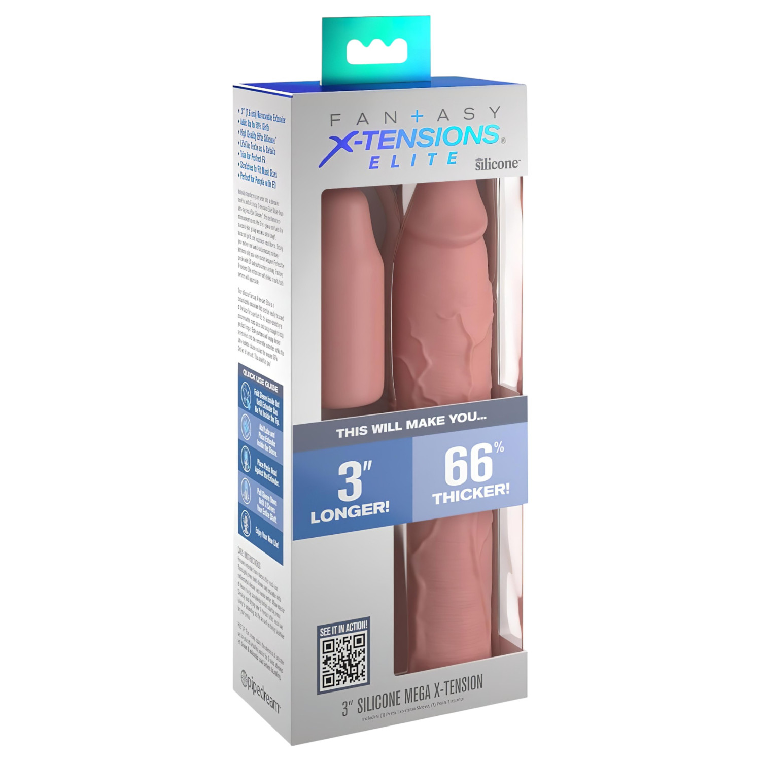 X-TENSION Elite 3 - penisový návlek na mieru - priesvitný