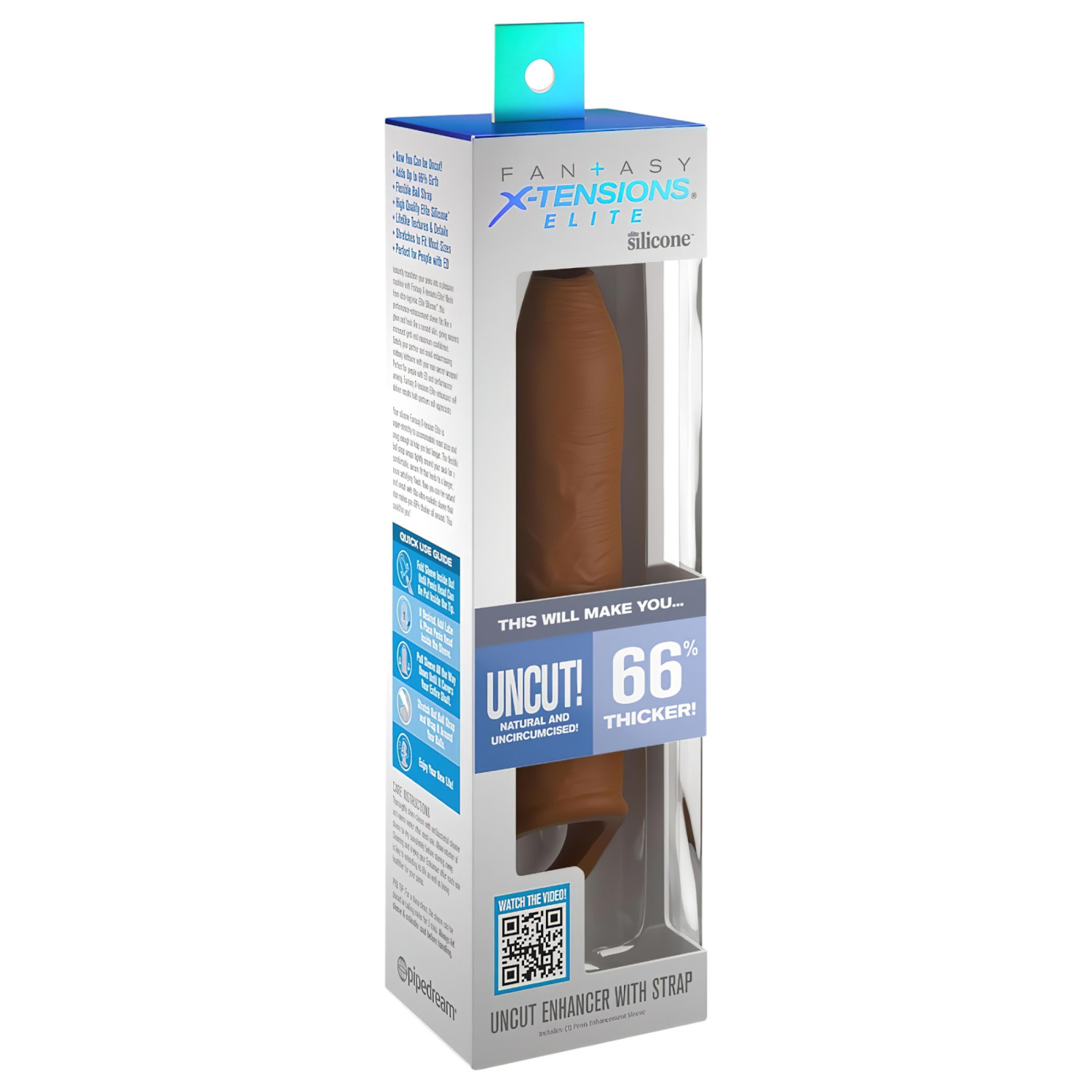 X-TENSION Elite - návlek na penis s otvoreným koncom - tmavý telový