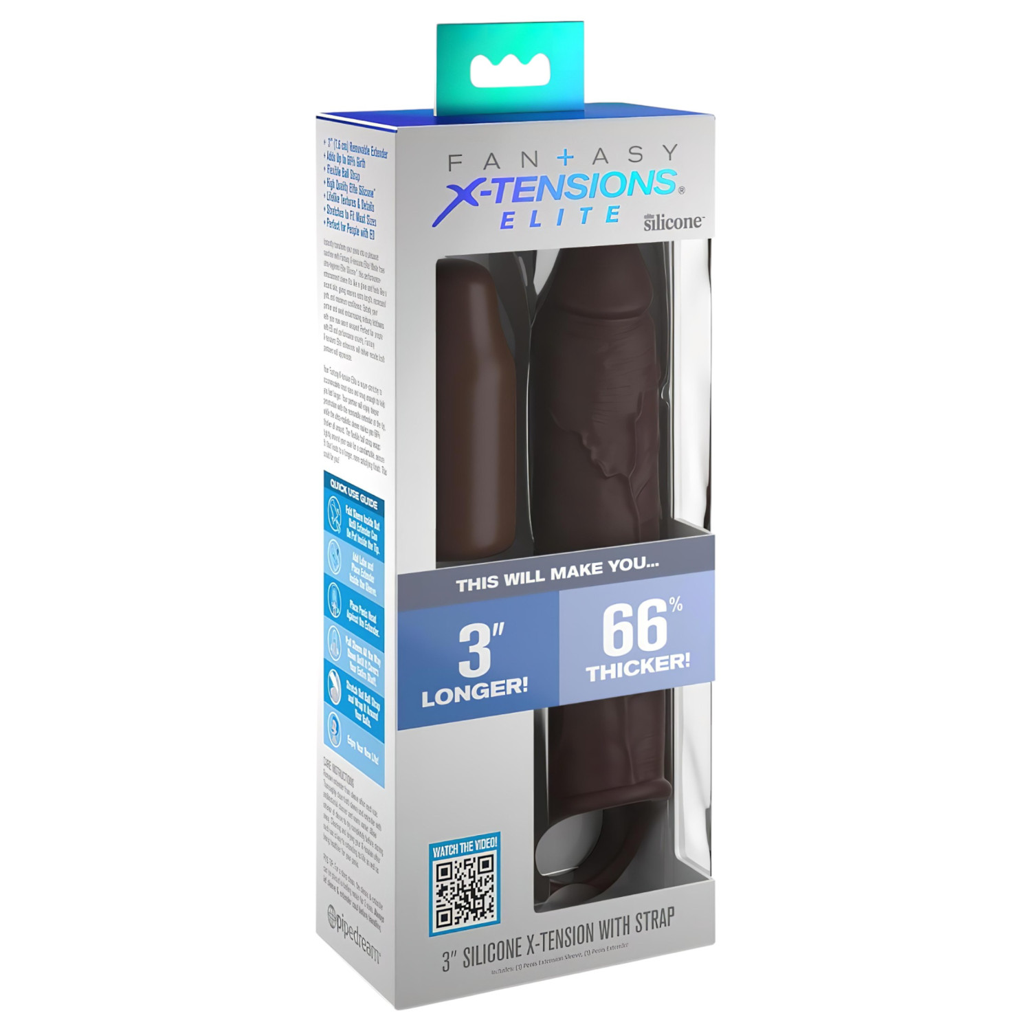 X-TENSION Elite 3 - návlek na penis s krúžkom - hnedý