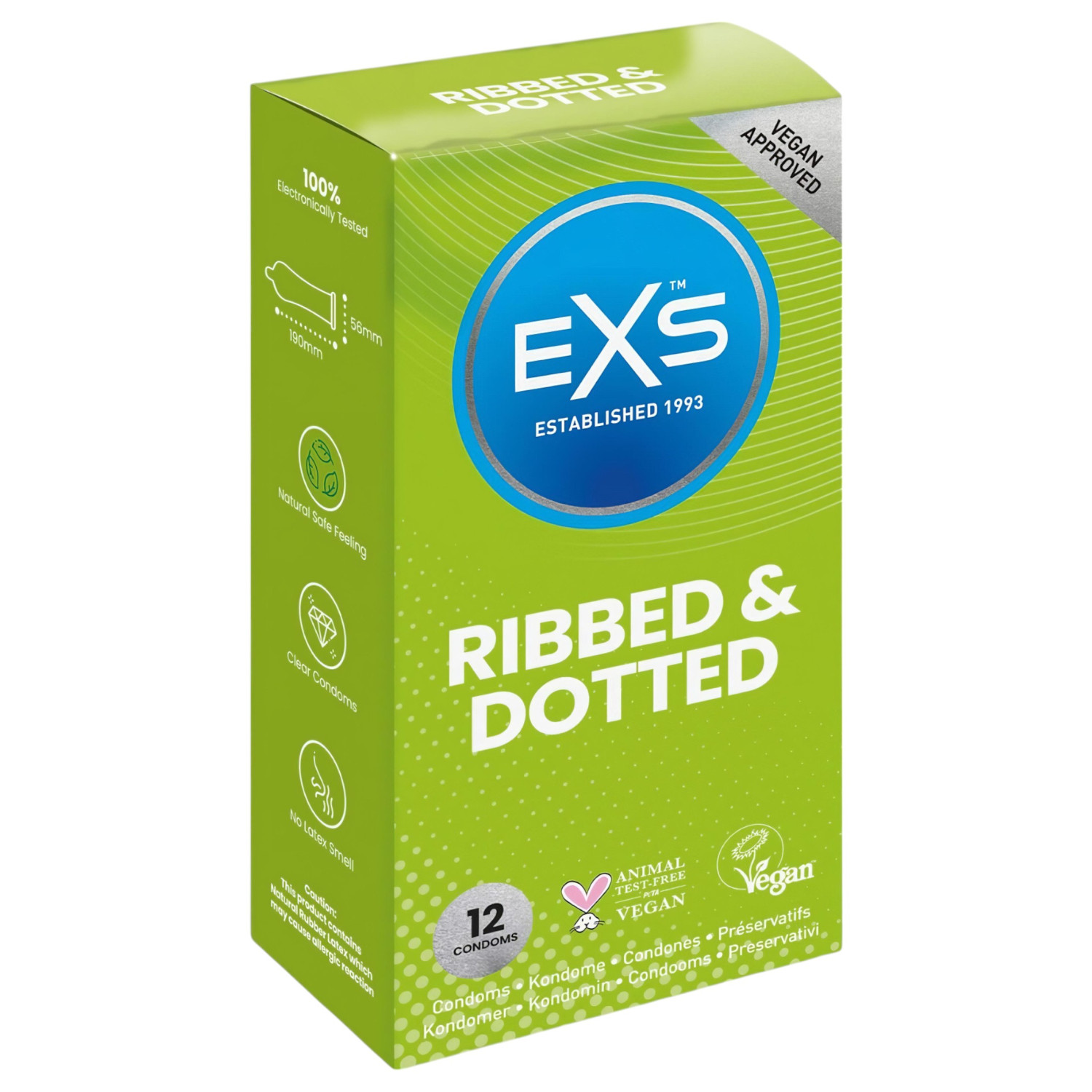 EXS - kondómy s vrúbkovaním a bodkami - 12 ks