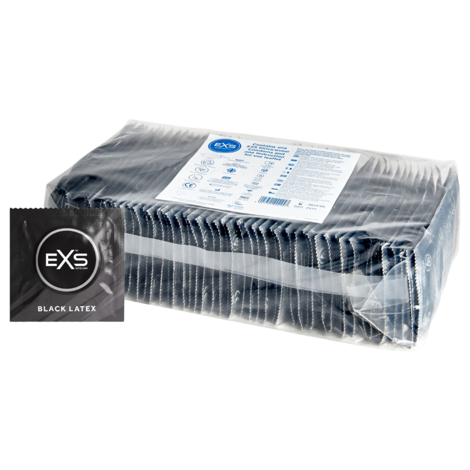 EXS Black - latex kondóm - čierny - 100 ks