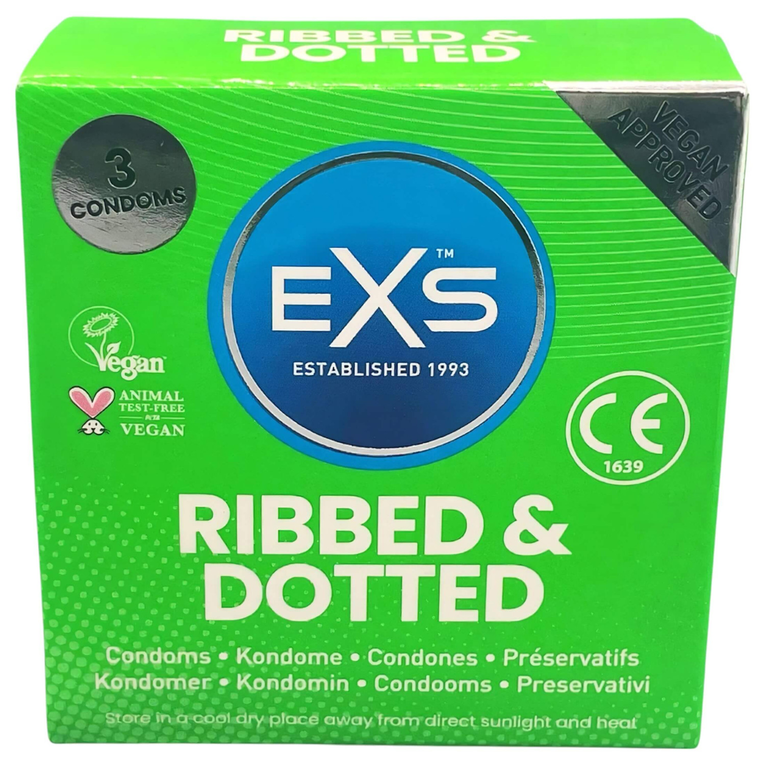 EXS - prezervatív s vrúbkami a bodkami - 3 ks