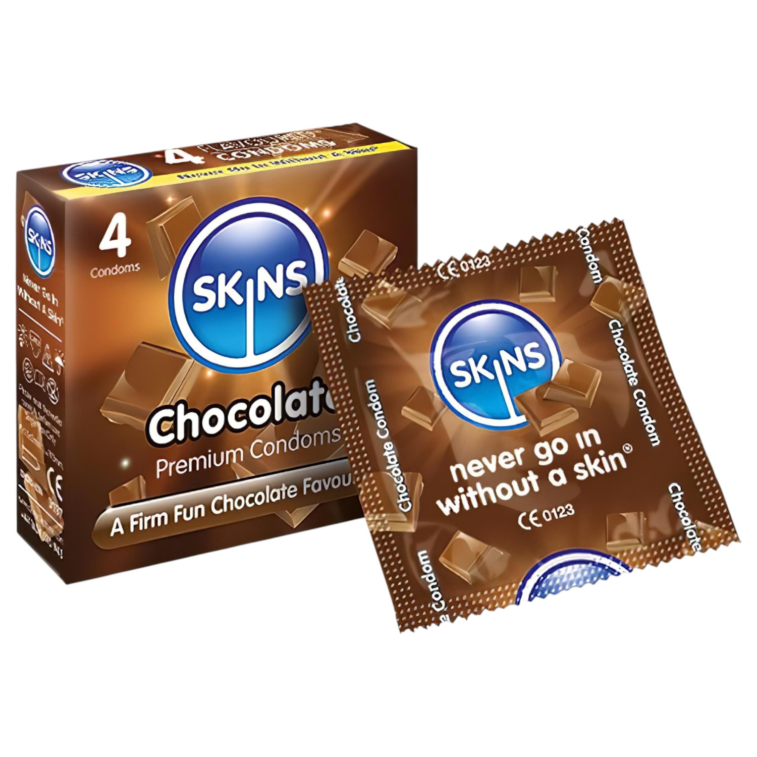 Skins - kondóm s čokoládovou príchuťou - 4 ks