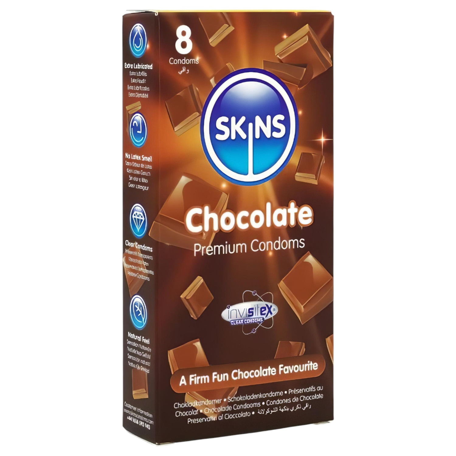 Skins - čokoládový kondóm - 8 kusov
