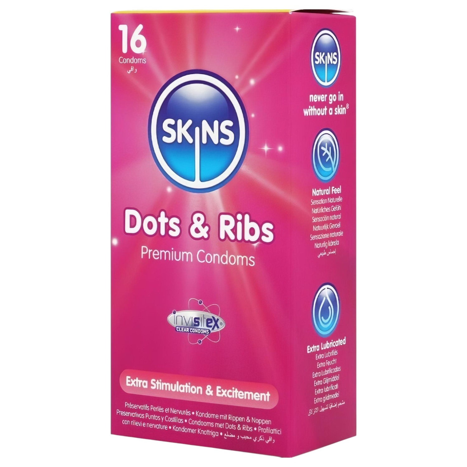 Skins - kondóm s drážkami a bodkami - 16 ks
