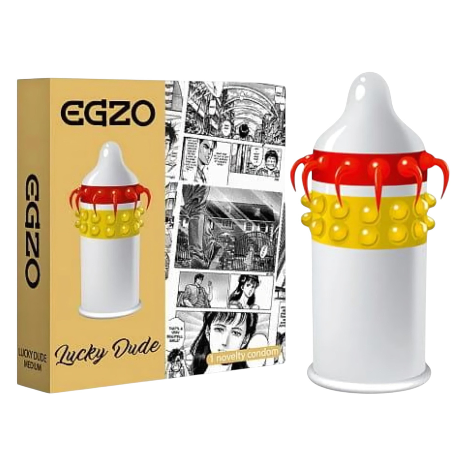 Egzo Lucky Dude - kondóm s výstupkami a cípmi - 1 kus