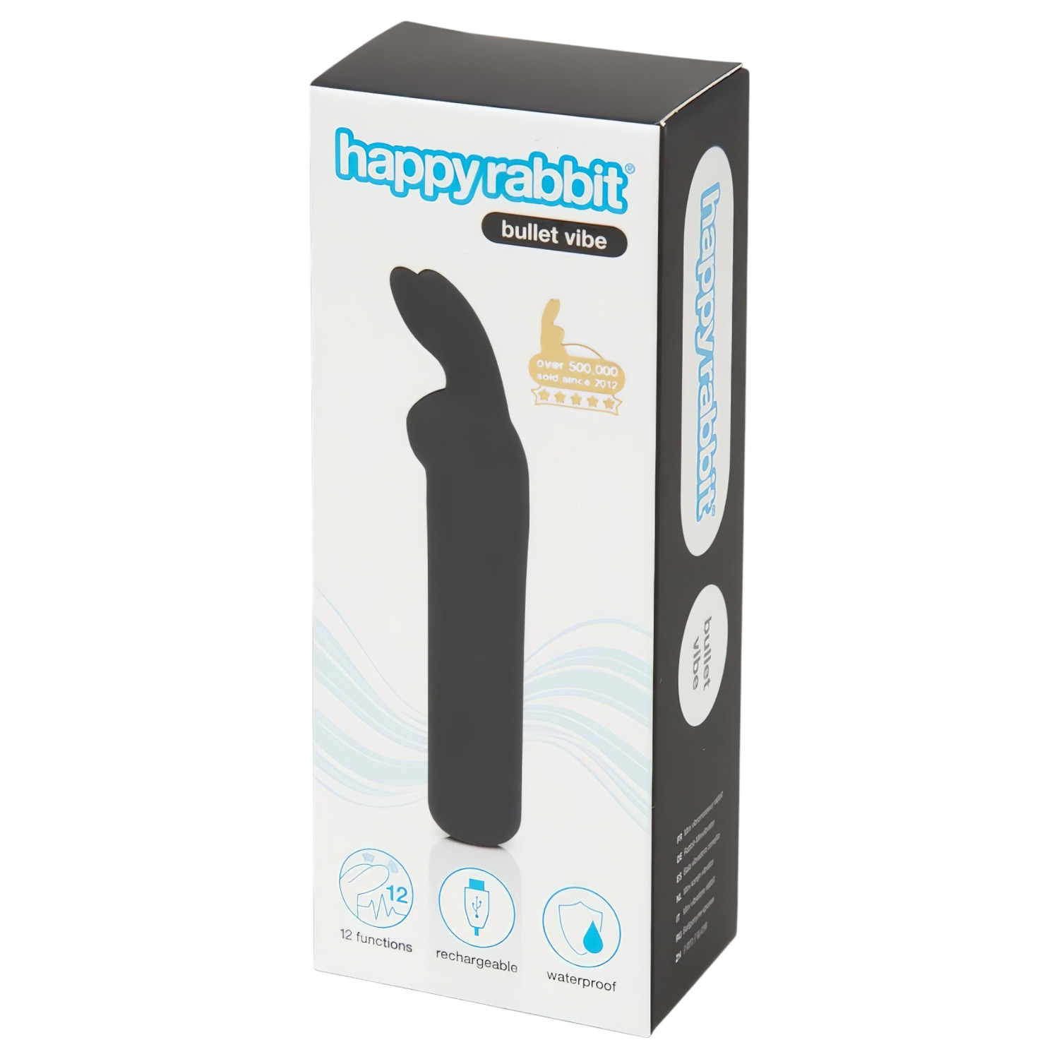 Happyrabbit - mini vibrátor s uškami - dobíjací - čierny