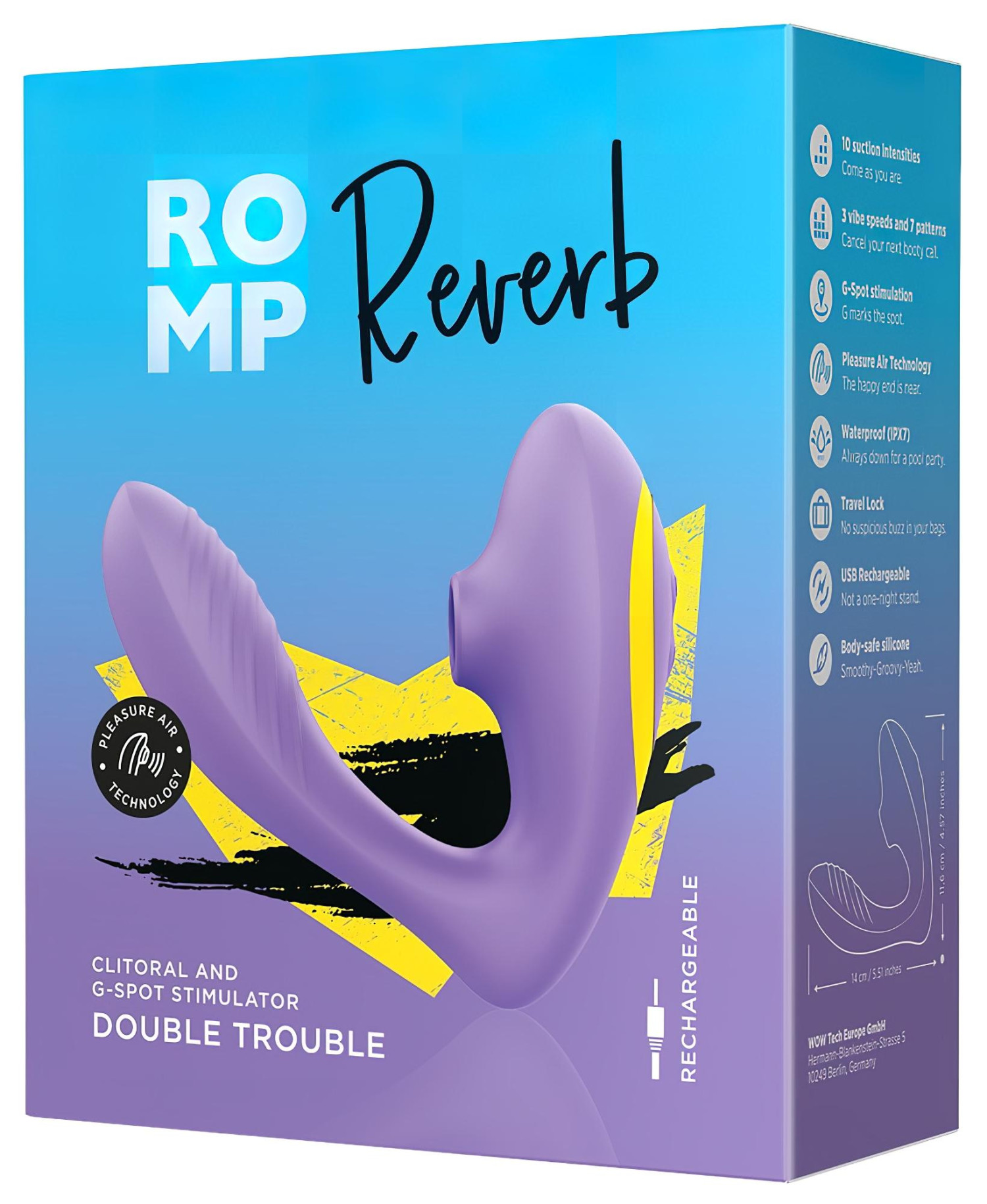 ROMP Reverb - vibrátor na G bod a klitoris - tlakové vlny a vibrácie - fialový