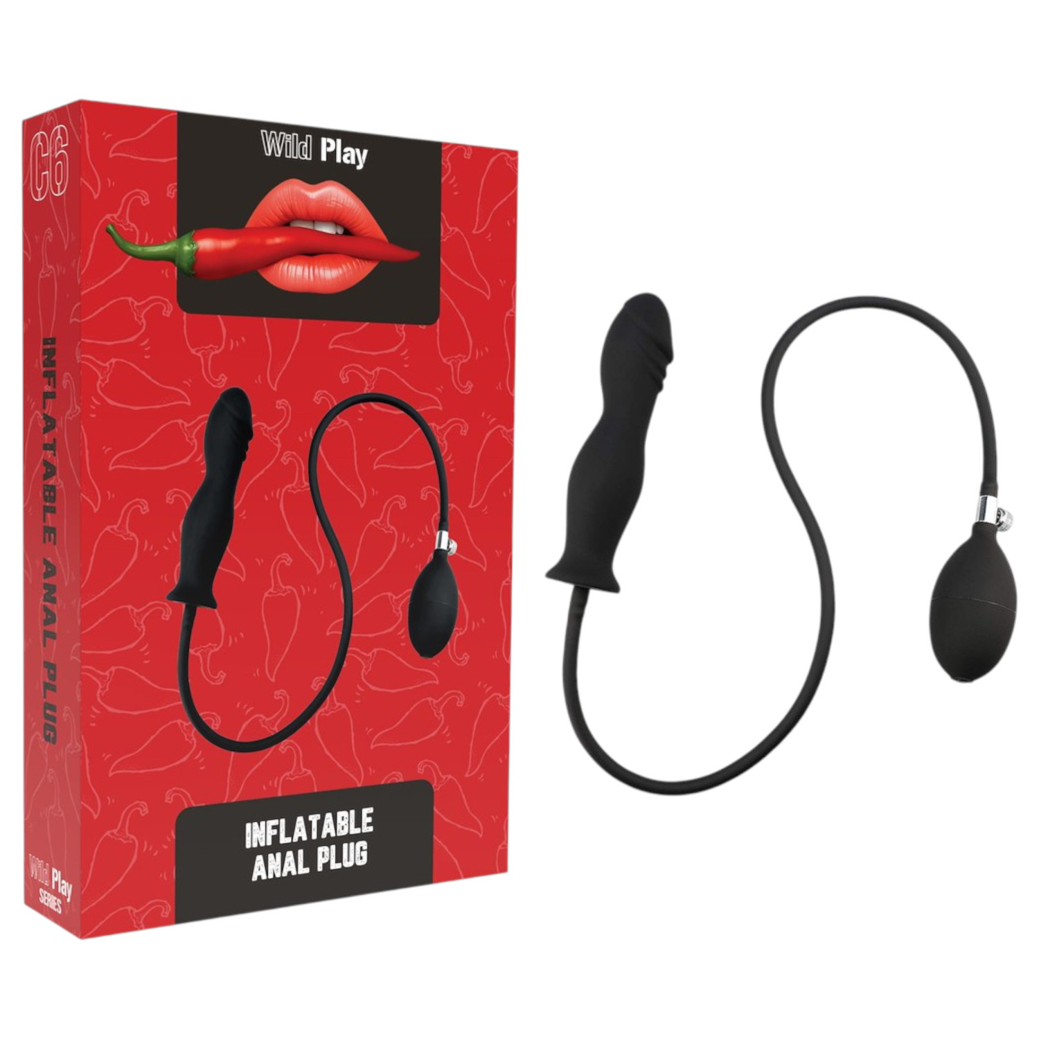 Wild Play - nafukovací análny kolík - čierny
