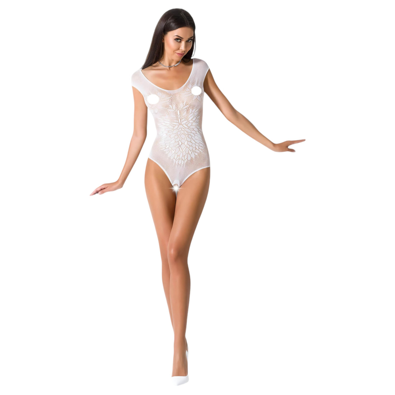 Passion - otvorené sieťované body - biele - S-L
