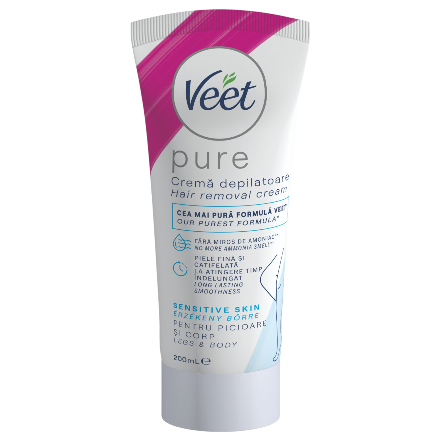 Veet Pure - depilačný krém na nohy a telo - citlivá pokožka - 200ml