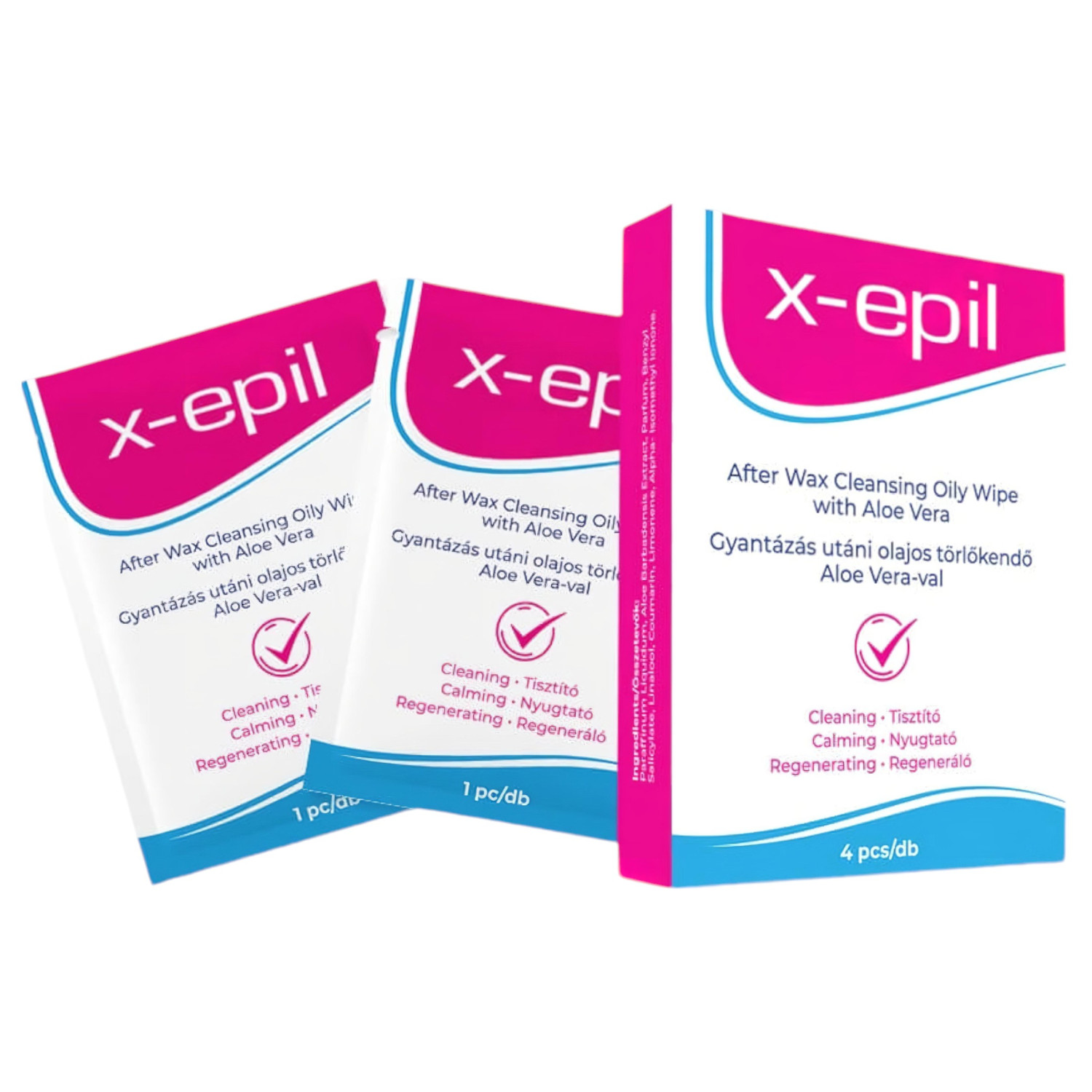 X-Epil - Olejové obrúsky po depilácii - aloe vera - 4 ks