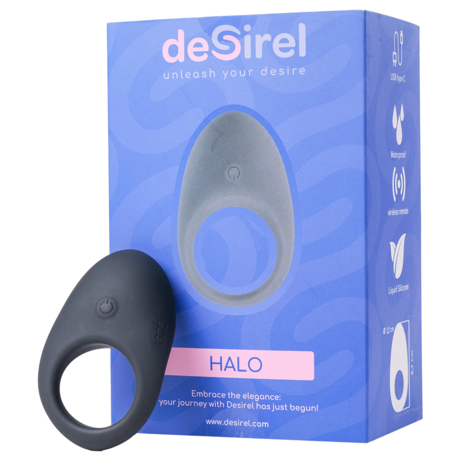 Desirel Halo - vibračný erekčný krúžok - inteligentný - čierny