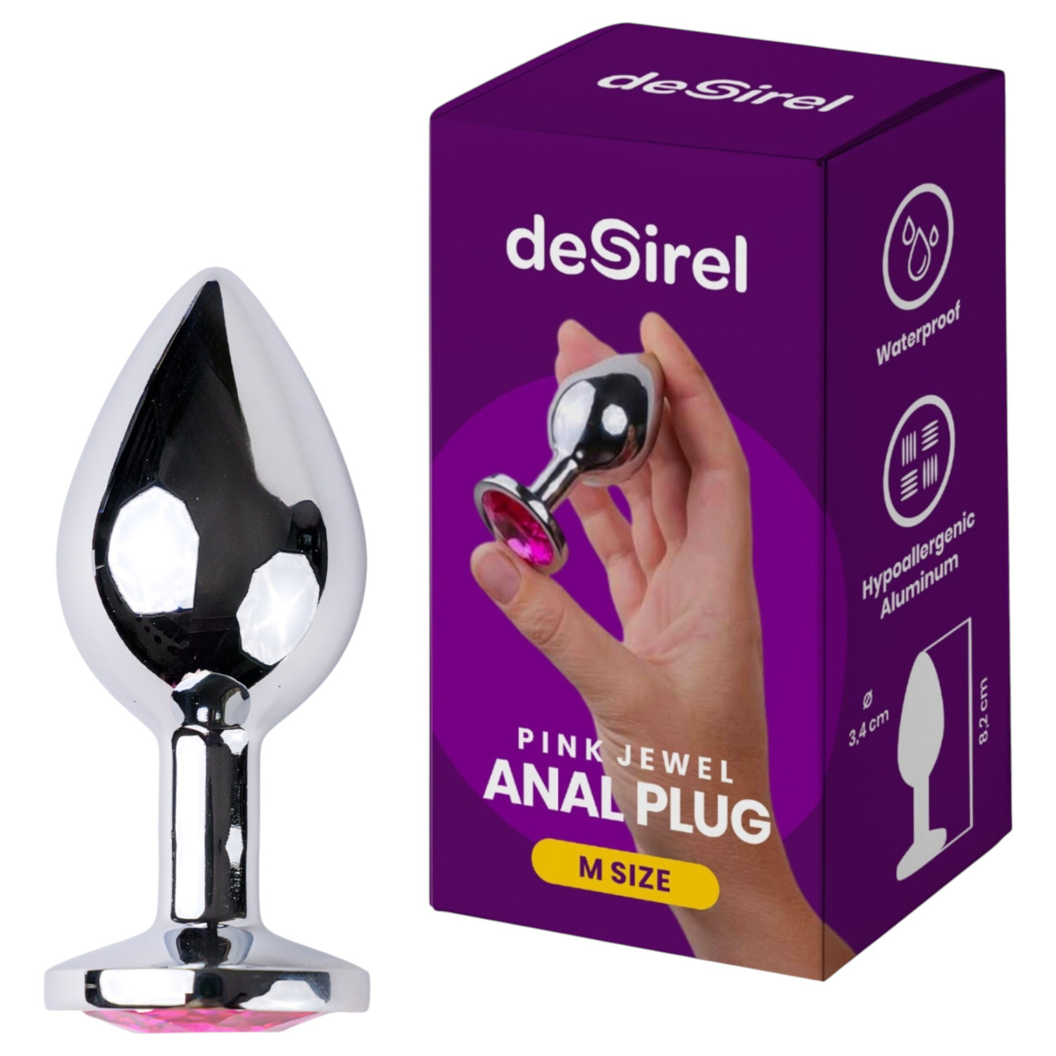 Desirel - análny kolík - šperk ružový stredný - strieborná/ružová
